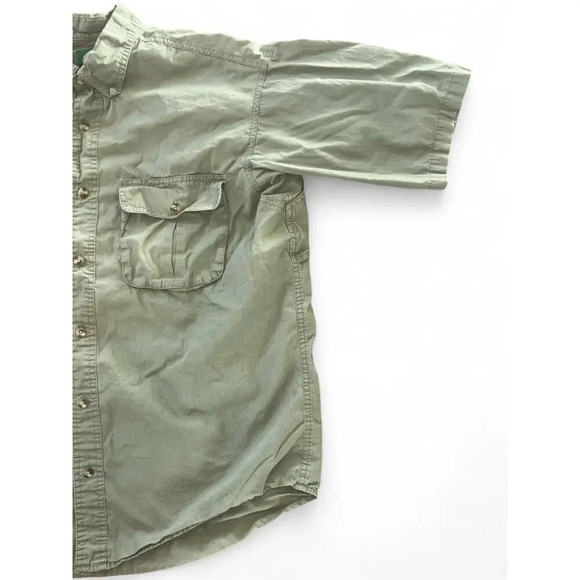 Cabelas Men's Outdoor Short Sleeve Button Down Hunter Green Vented Size M - Picture 6 of 8